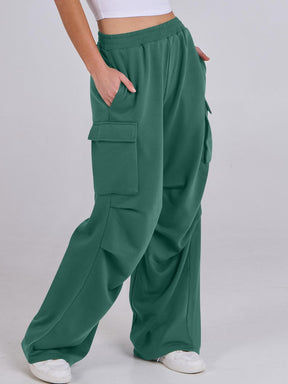 Elastic Waist Wide Leg Pants with Pockets-True and Wild