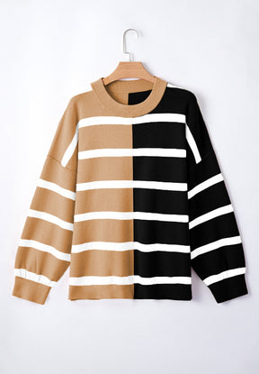 Contrast Striped Long Sleeve Sweatshirt-True and Wild