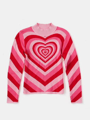 Heart Mock Neck Long Sleeve Sweater-True and Wild