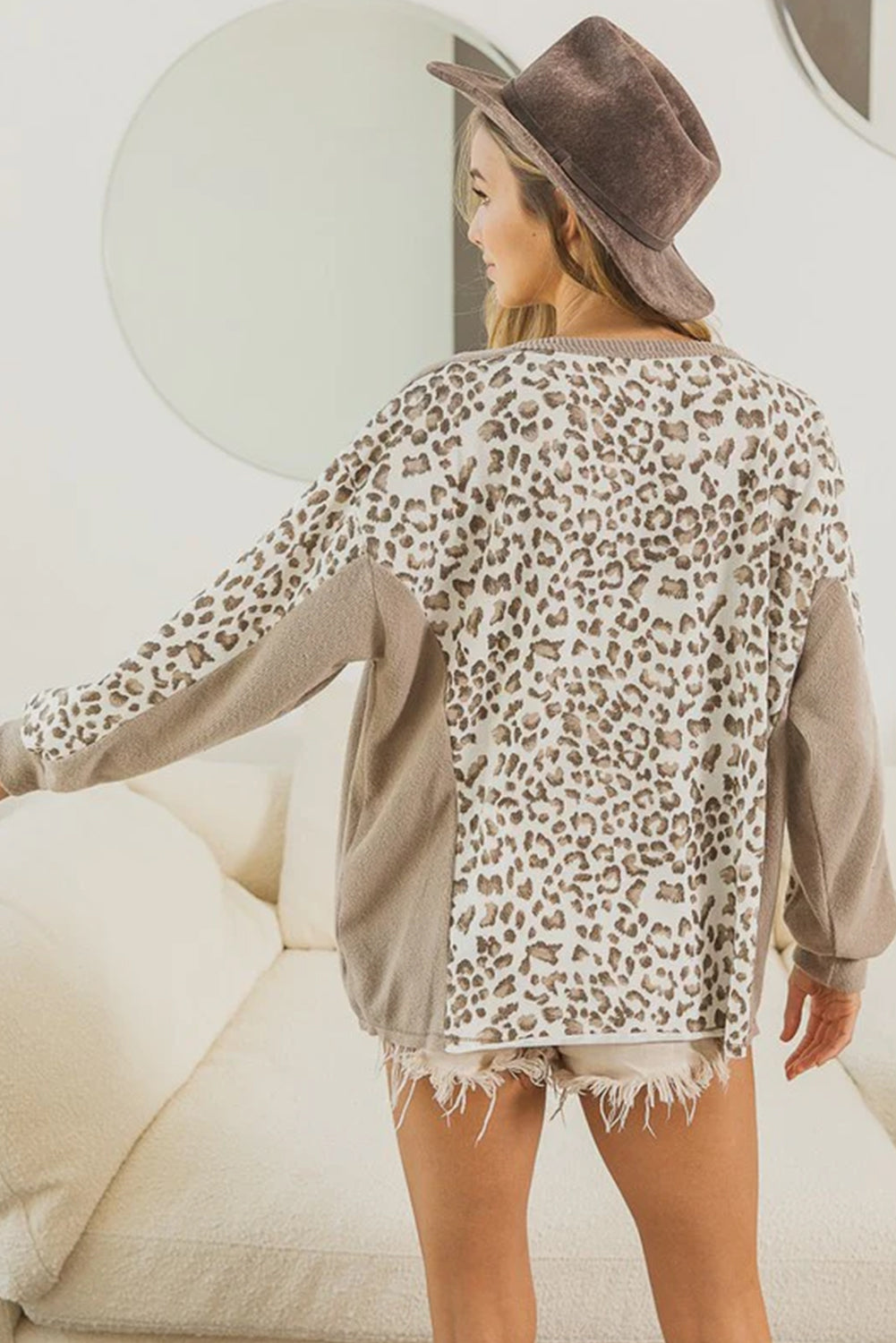 Leopard Print Casual Pullover Long Sleeve Top for Women-True and Wild