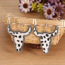 Alloy Animal Print Cow Head Earrings-True and Wild