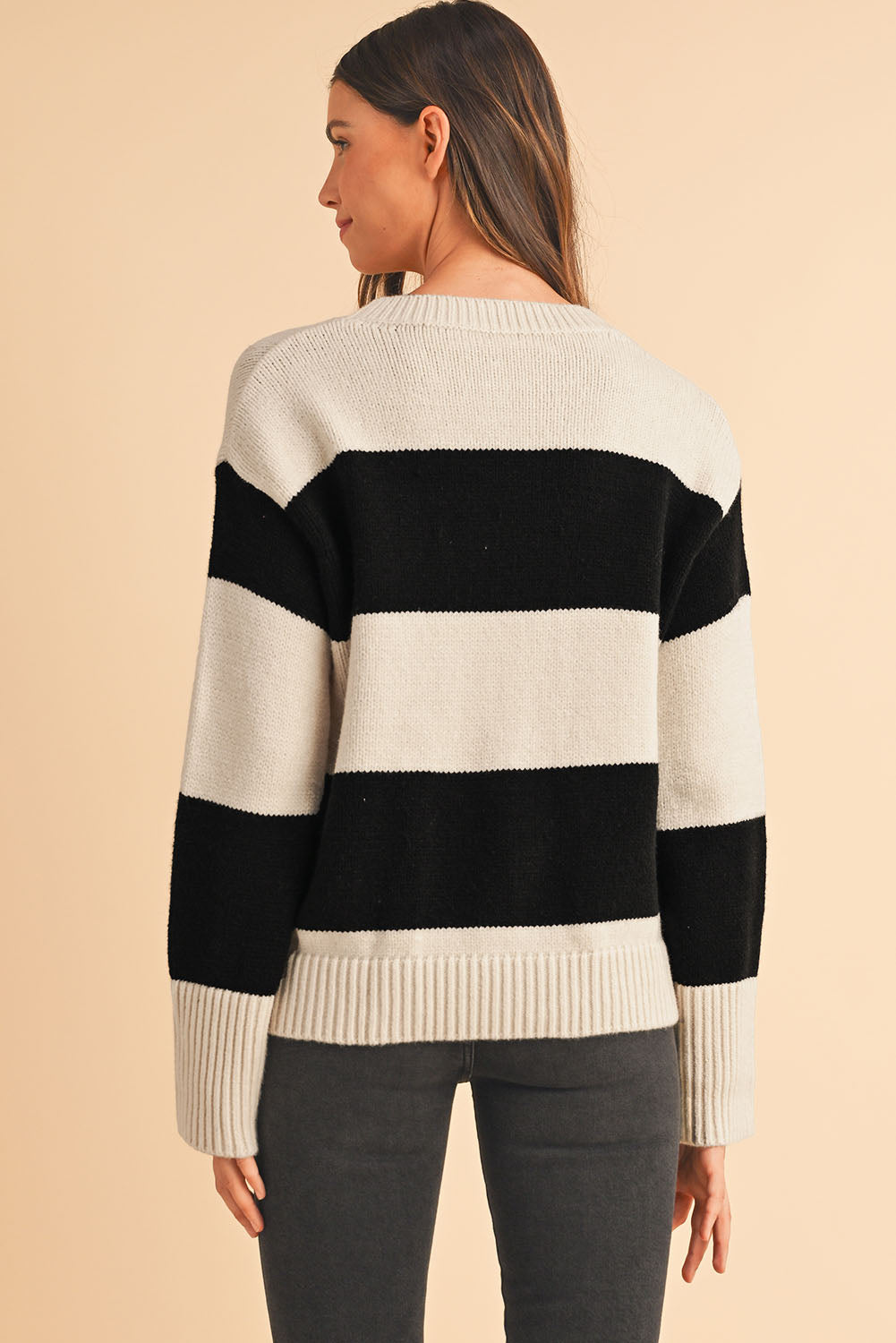 Simply Taupe Colorblock Loose Pullover Sweater