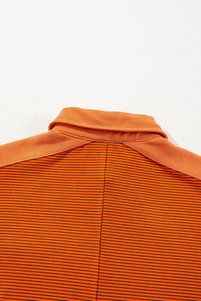 Orange Exposed Seam Puff Sleeve Henley Sweatshirt-True and Wild