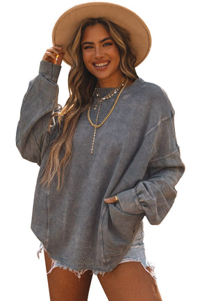 Gray Twist Butterfly Oversized Sweatshirt-True and Wild