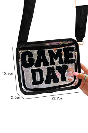 Black Chenille GAME DAY Pattern Clear Bag-True and Wild