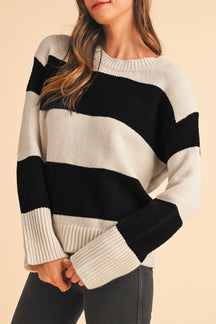 Simply Taupe Colorblock Loose Pullover Sweater