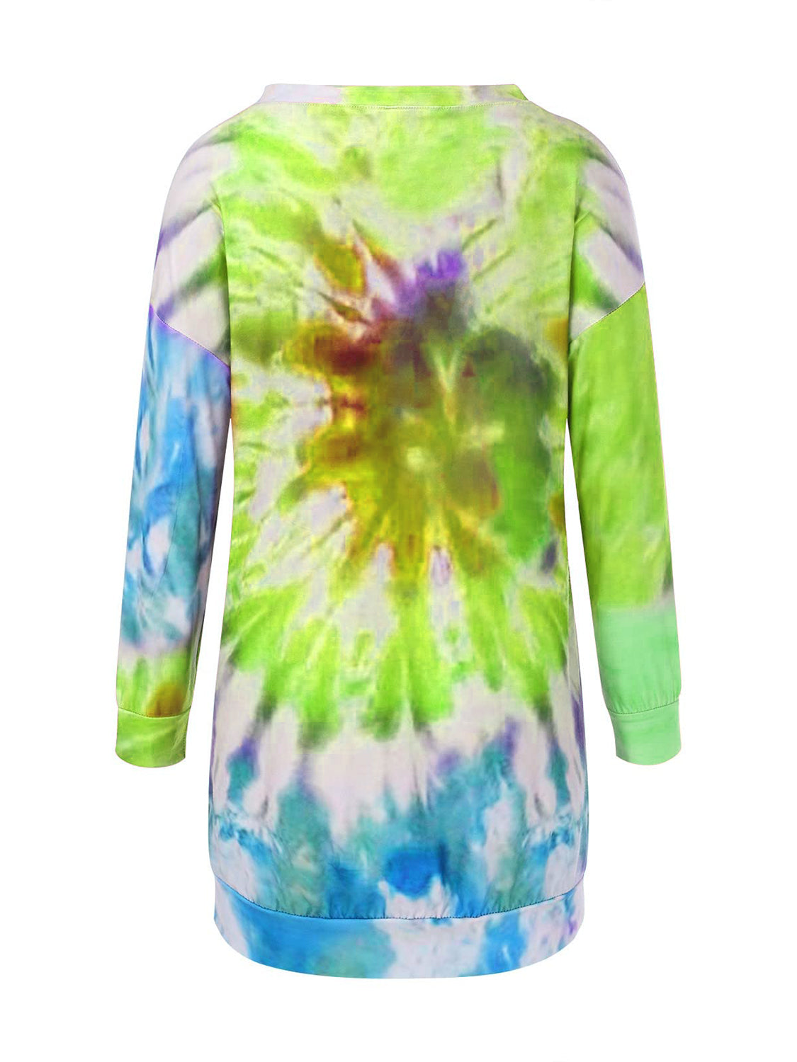 Full Size Tie-Dye Round Neck Long Sleeve Dress-True and Wild