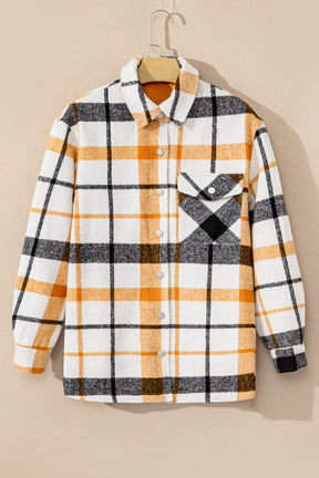 Plaid Snap Down Collared Neck Shacket-True and Wild