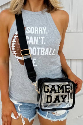 Black Chenille GAME DAY Pattern Clear Bag-True and Wild