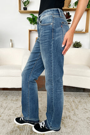 Judy Blue Full Size Mid Rise Release Hem Jeans-True and Wild