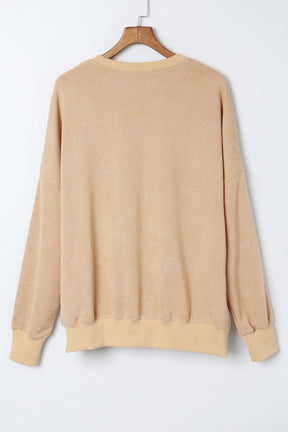 Pink Plain Drop Shoulder Ribbed Trim Oversized Sweatshirt-True and Wild