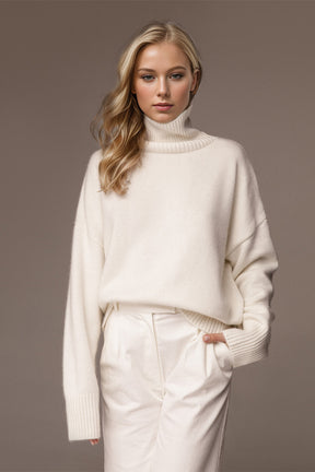 Basic Bae Turtleneck Dropped Shoulder Long Sleeve Sweater-True and Wild