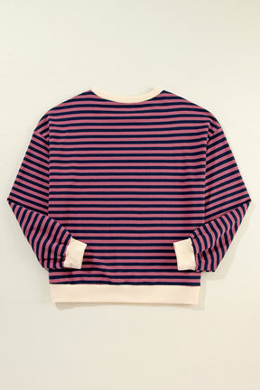 Black Stripe Contrast Edge Cross Seam Oversized Sweatshirt-True and Wild