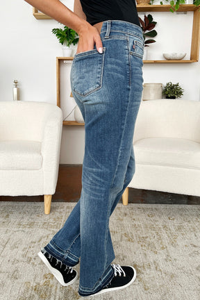 Judy Blue Full Size Mid Rise Release Hem Jeans-True and Wild