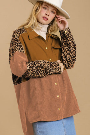 High-Low Leopard Snap Down Shacket