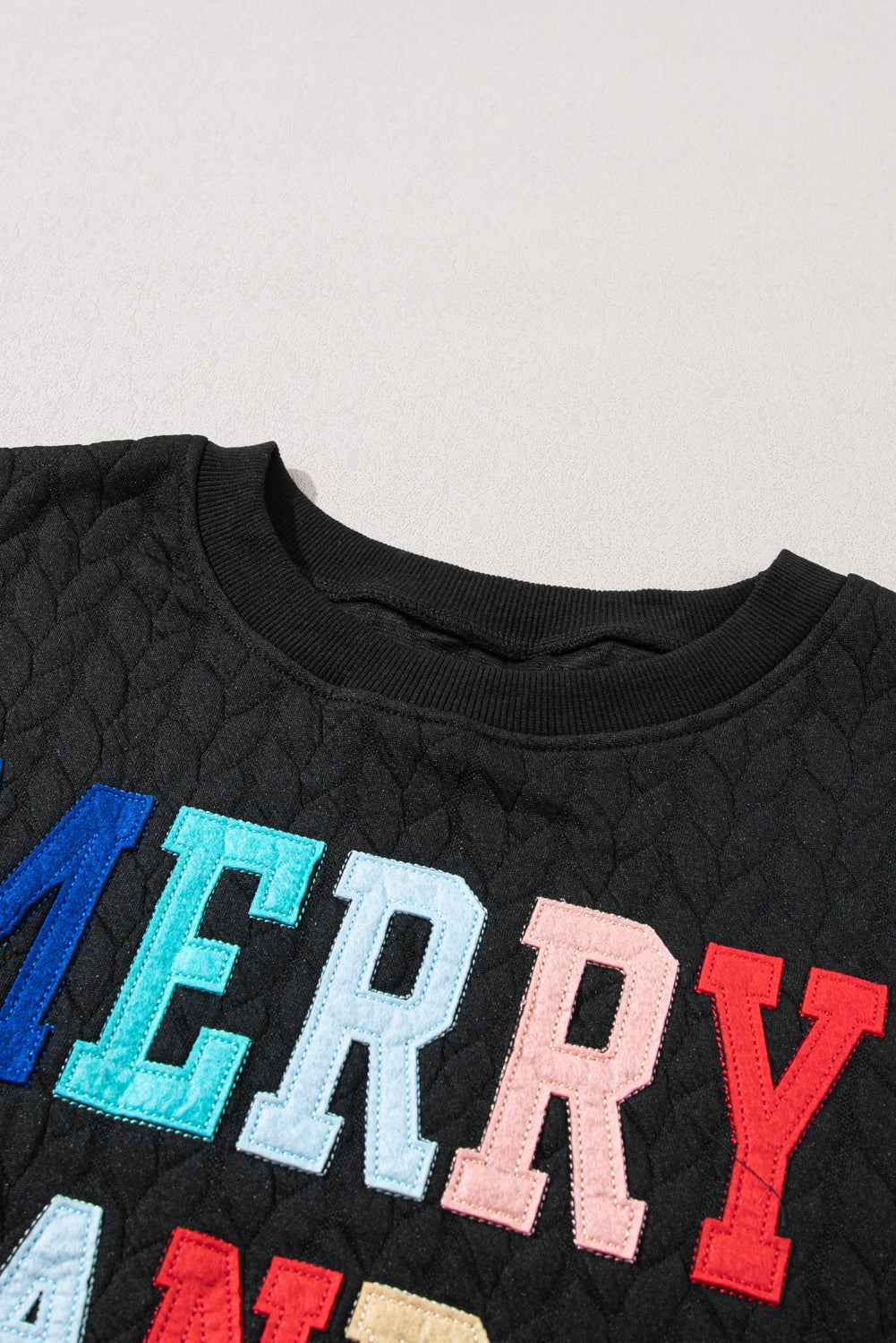 Black Merry and Bright Quilted Sweatshirt-True and Wild