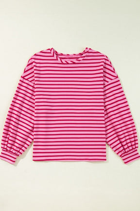 Striped Round Neck Long Sleeve Sweatshirt