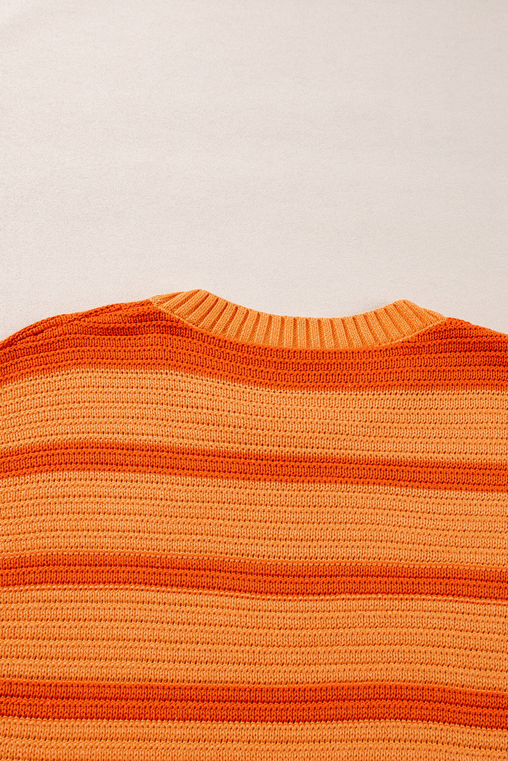 Orange Striped Colorblock Puff Sleeve Sweater-True and Wild