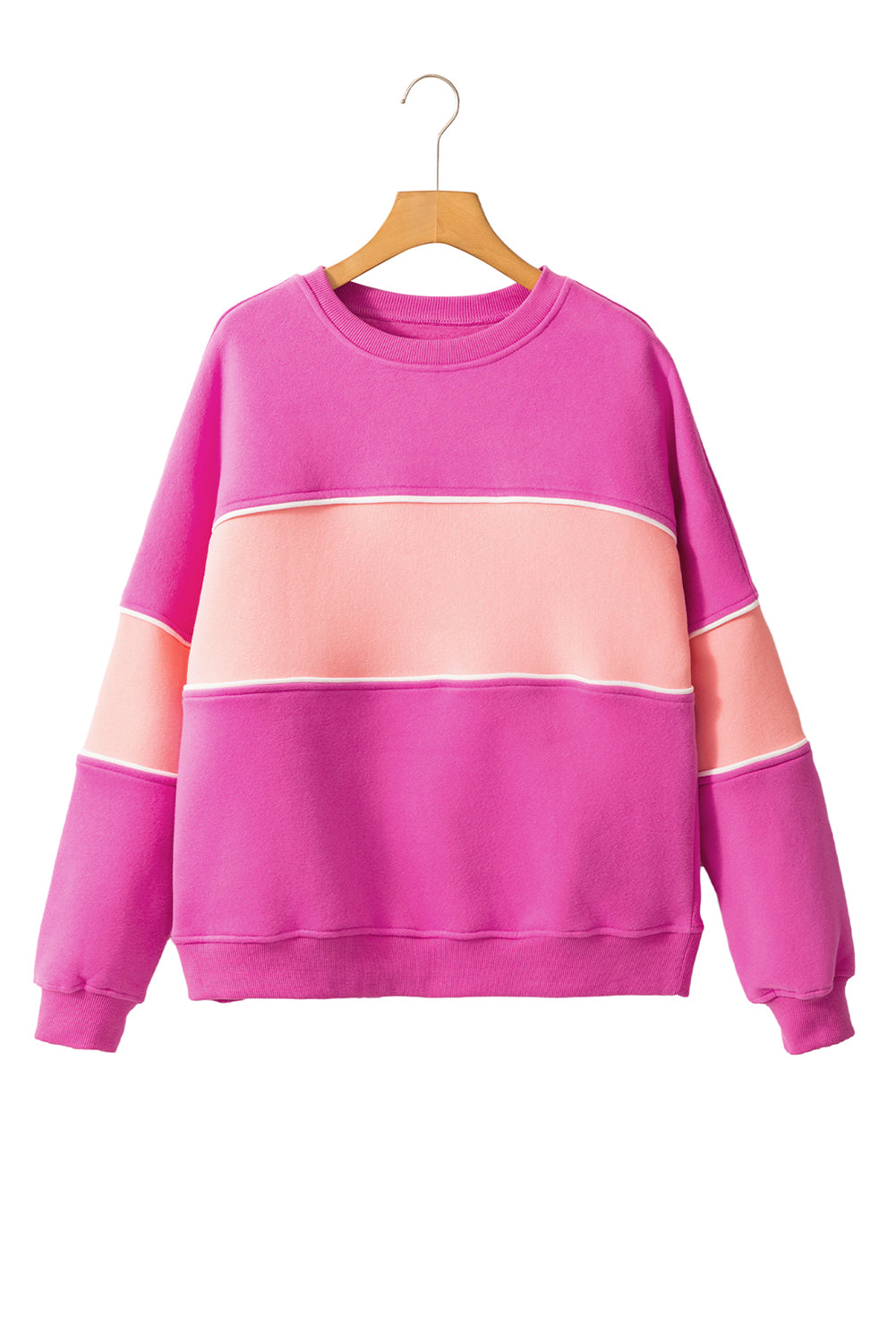 Sachet Pink Colorblock Ribbed Trim Sweatshirt