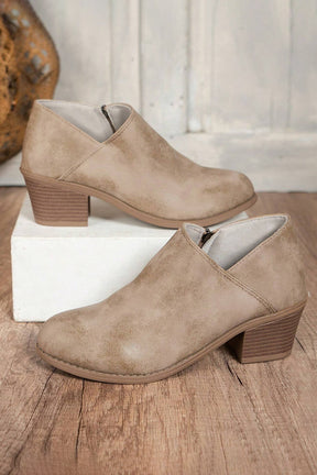 Coffee Suede Casual Ankle Boots-True and Wild