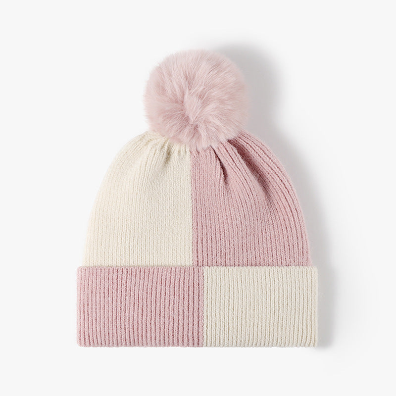 Color Block Knit Hat with Pom-pom-True and Wild