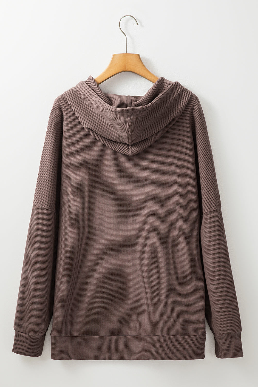 Coffee Waffle Knit High Low Oversized Hoodie-True and Wild