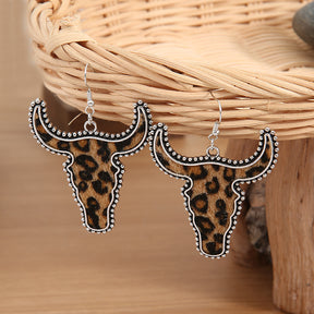 Alloy Animal Print Cow Head Earrings-True and Wild