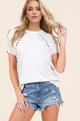 Double Take Full Size Cutout Round Neck Short Sleeve T-Shirt