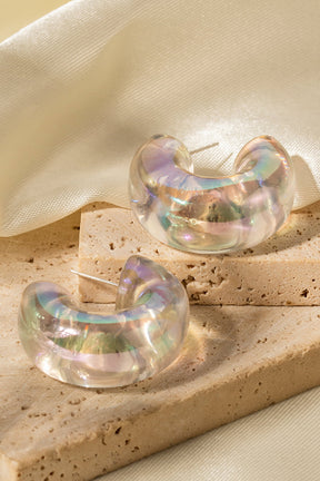 Resin C-Hoop Earrings-True and Wild