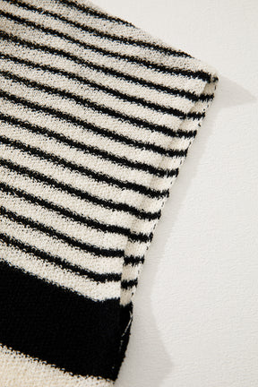 Black White Striped Sleeveless Knit Top-True and Wild