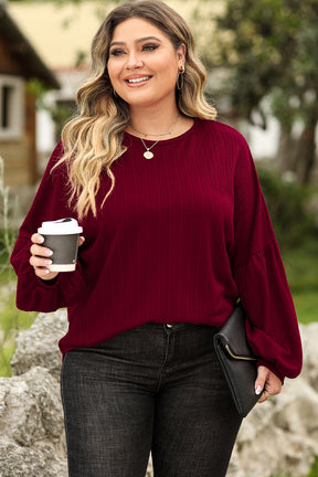 Ruby Plus Size Balloon Sleeve Textured Knit Top