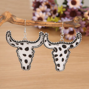 Alloy Animal Print Cow Head Earrings-True and Wild