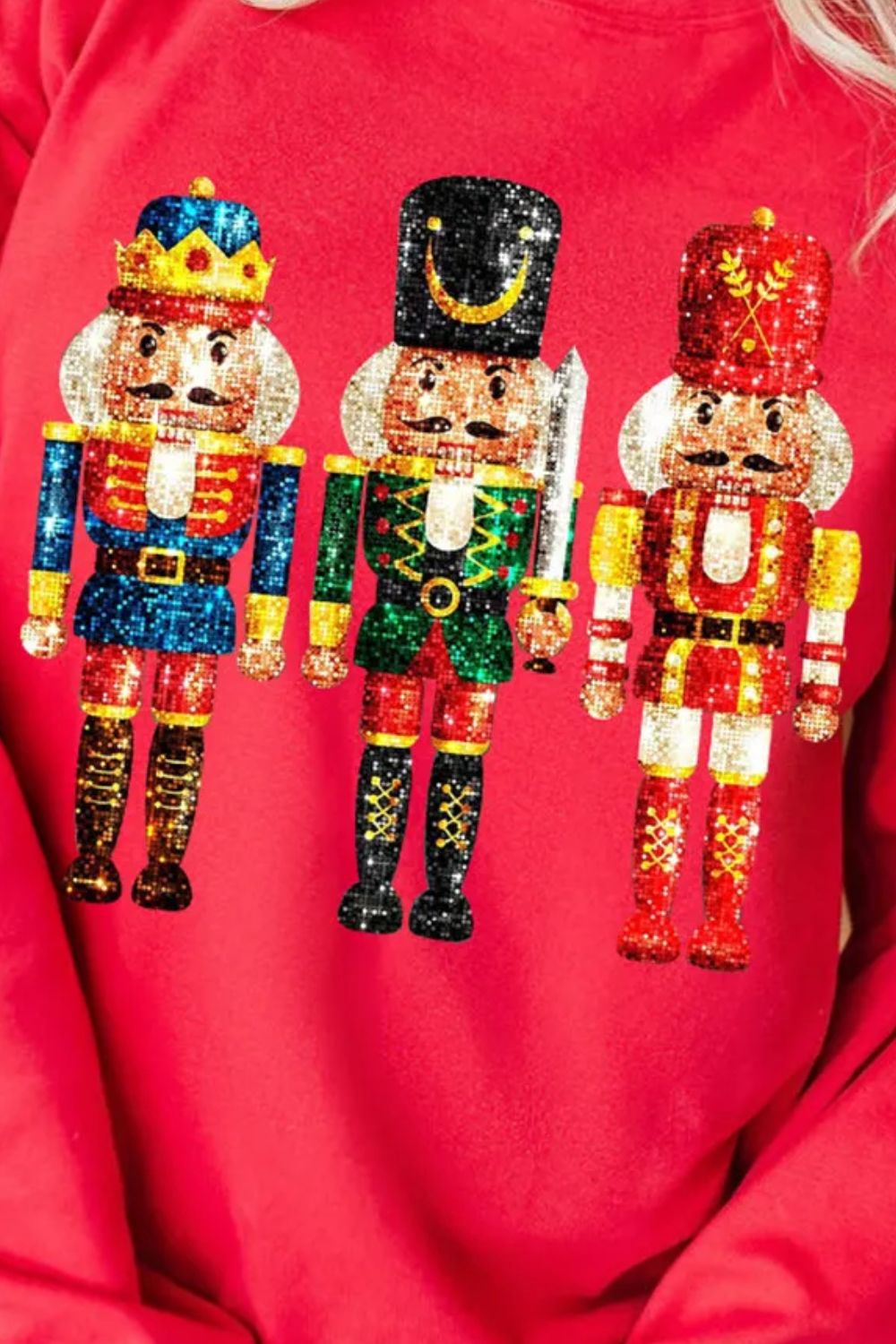 Nutcracker Printed Round Neck Long Sleeve Sweatshirt