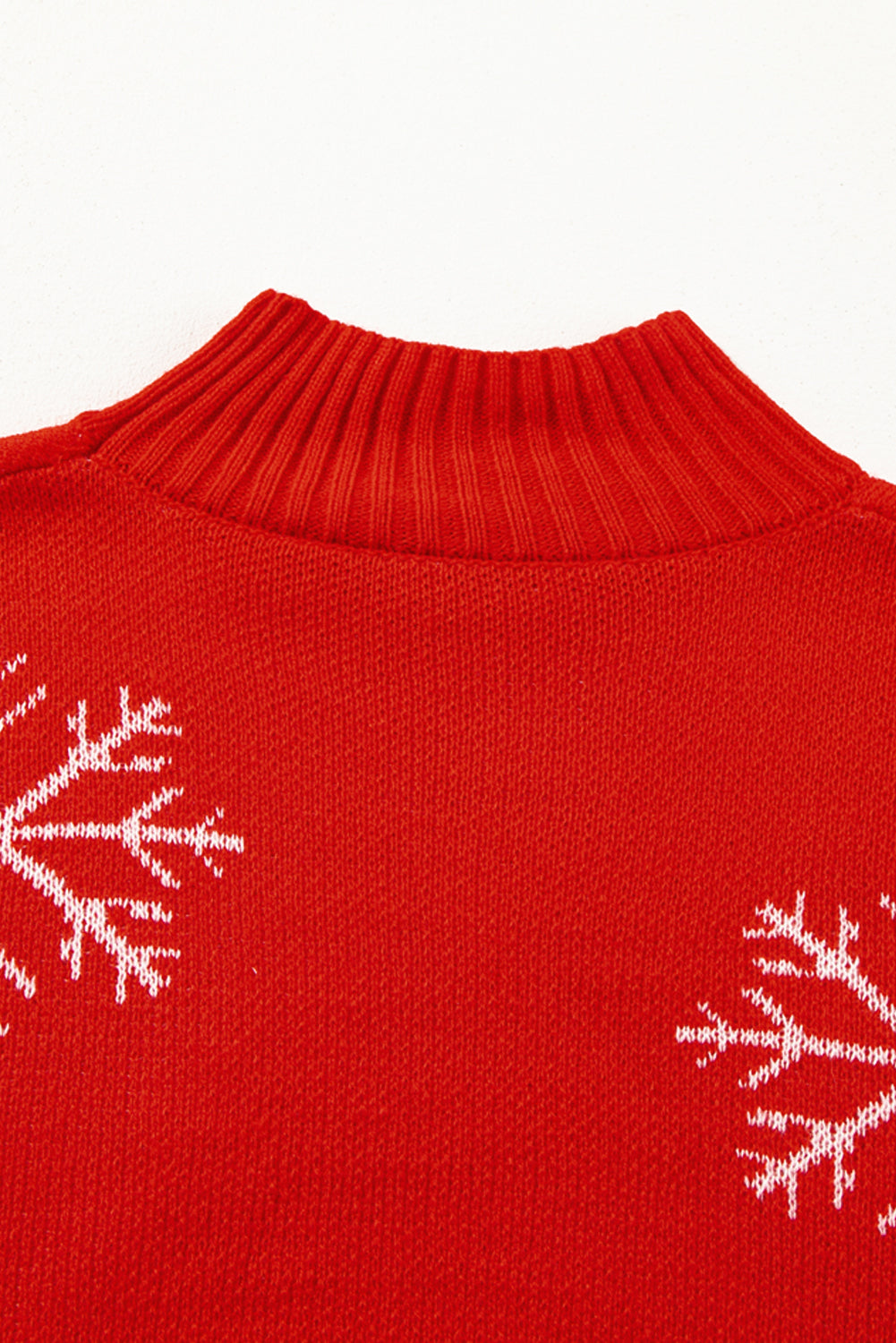 Fiery Red Christmas Snow Printed High Neck Sweater-True and Wild