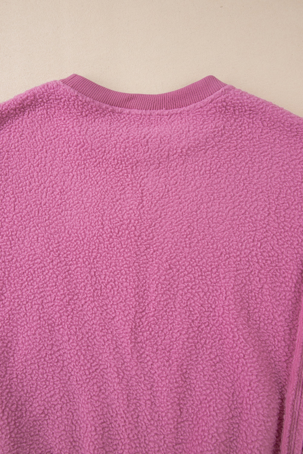 Bright Pink Sherpa Seamed Drop Shoulder Oversized Sweatshirt-True and Wild