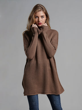 Turtleneck Dropped Shoulder Long Sleeve Sweater