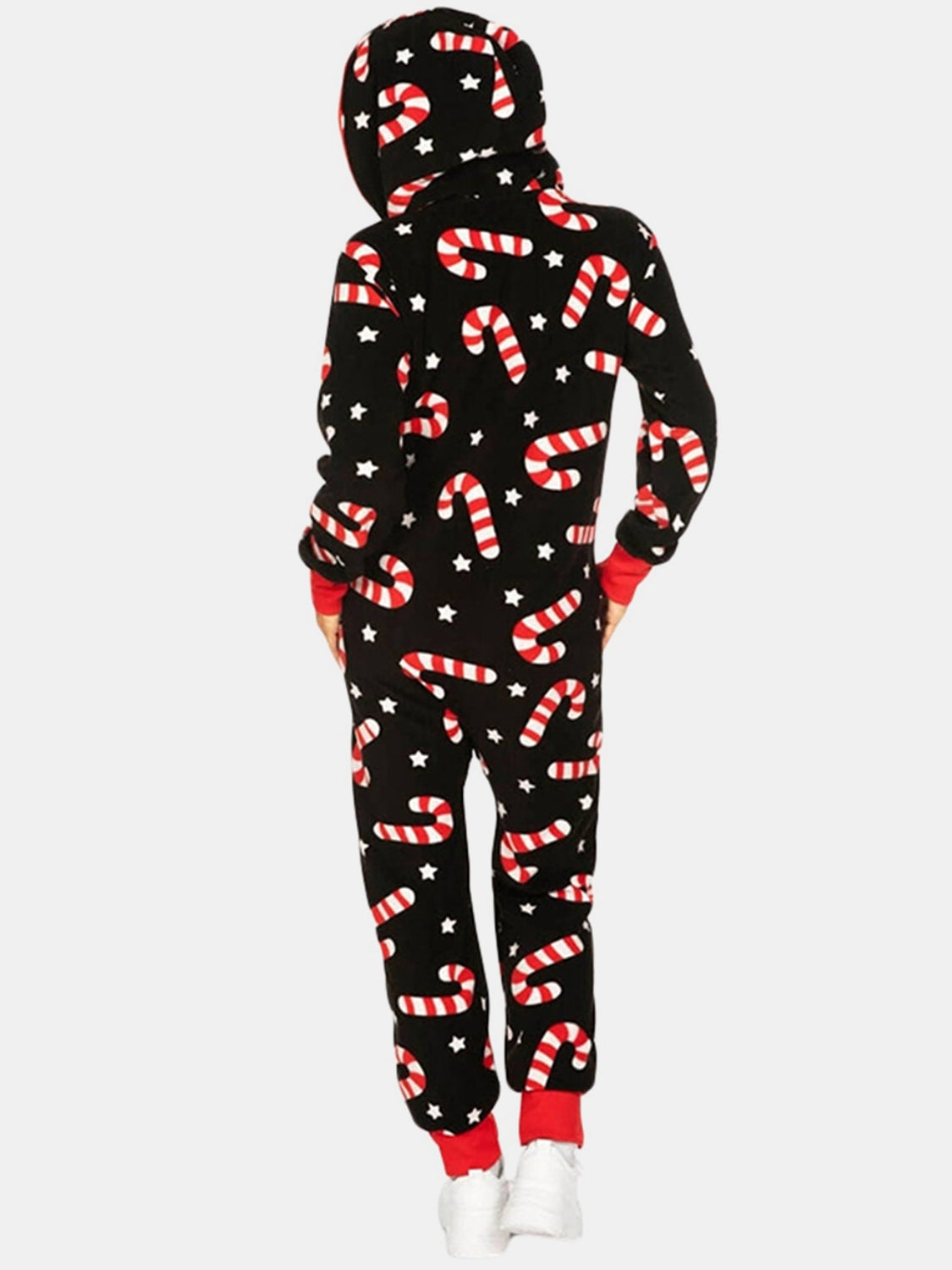 Printed Zip Up Long Sleeve Hooded Jumpsuit-True and Wild