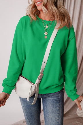 Aruba Blue Solid Color Drop Shoulder Terry Sweatshirt-True and Wild