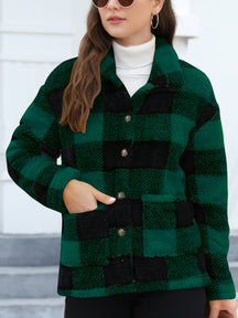 Button Up Drop Shoulder Fuzzy Jacket-True and Wild