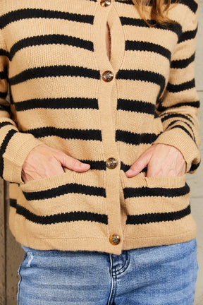 Woven Right Striped Button Front Cardigan