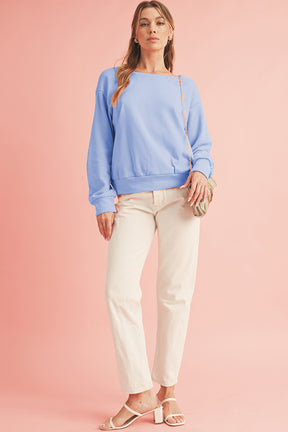 Apricot Bowknot Plain Round Neck Sweatshirt-True and Wild