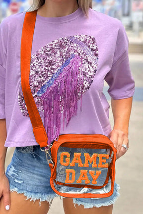 Black Chenille GAME DAY Pattern Clear Bag-True and Wild