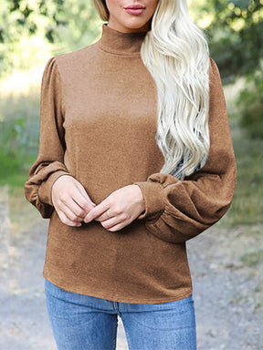 Full Size Mock Neck Long Sleeve T-Shirt-True and Wild