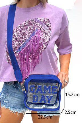 Black Chenille GAME DAY Pattern Clear Bag-True and Wild