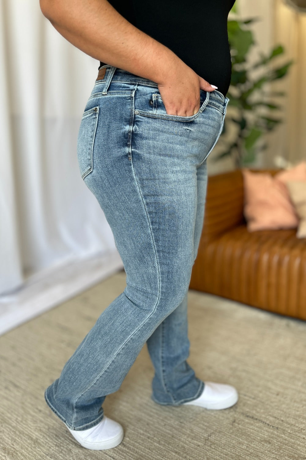 Judy Blue Full Size Medium Rise Bootcut Jeans-True and Wild