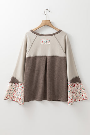 Floral Half Button Long Sleeve T-Shirt-True and Wild