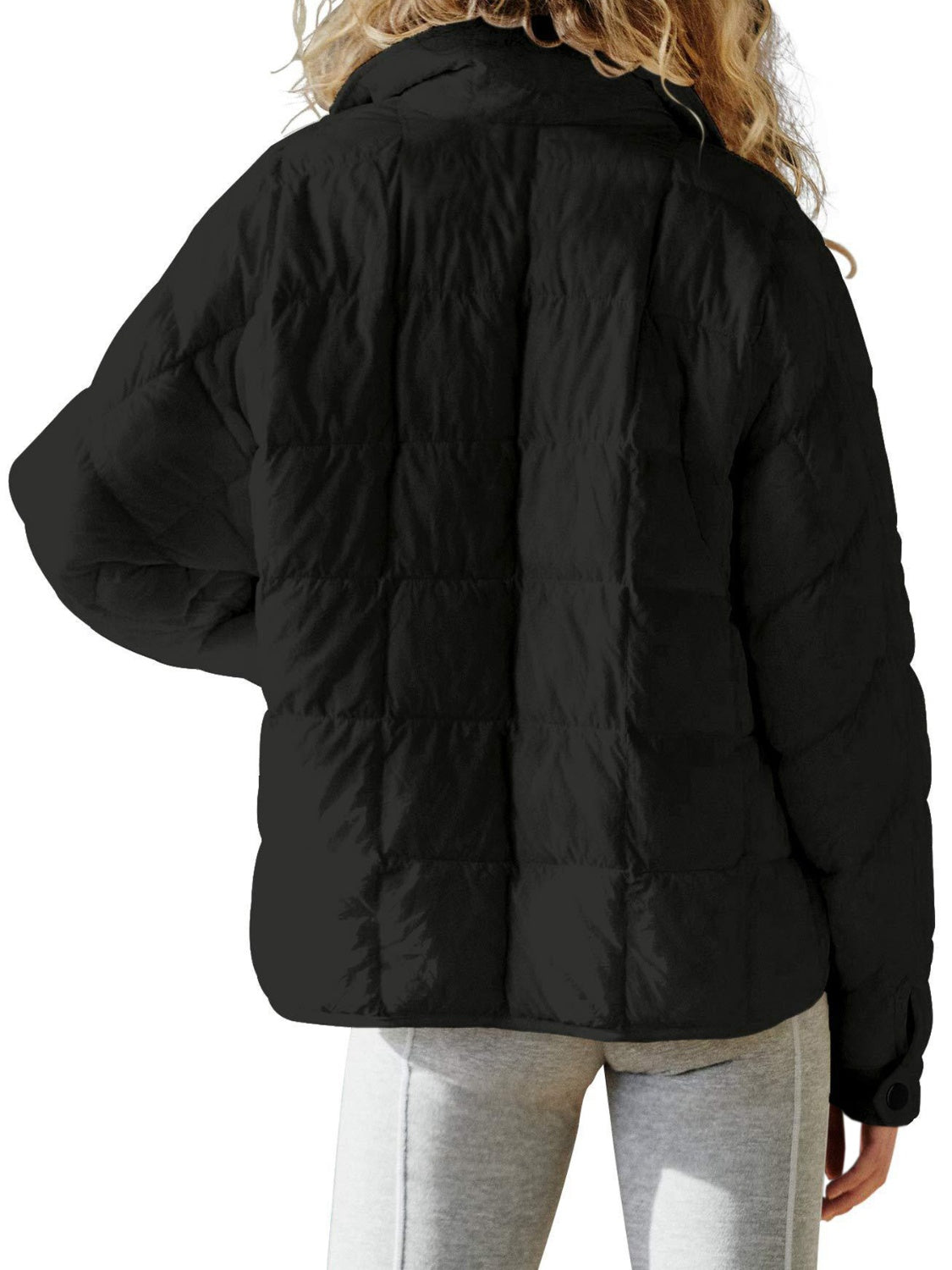 Pocketed Plaid Quilted Zip Up Winter Coat-True and Wild