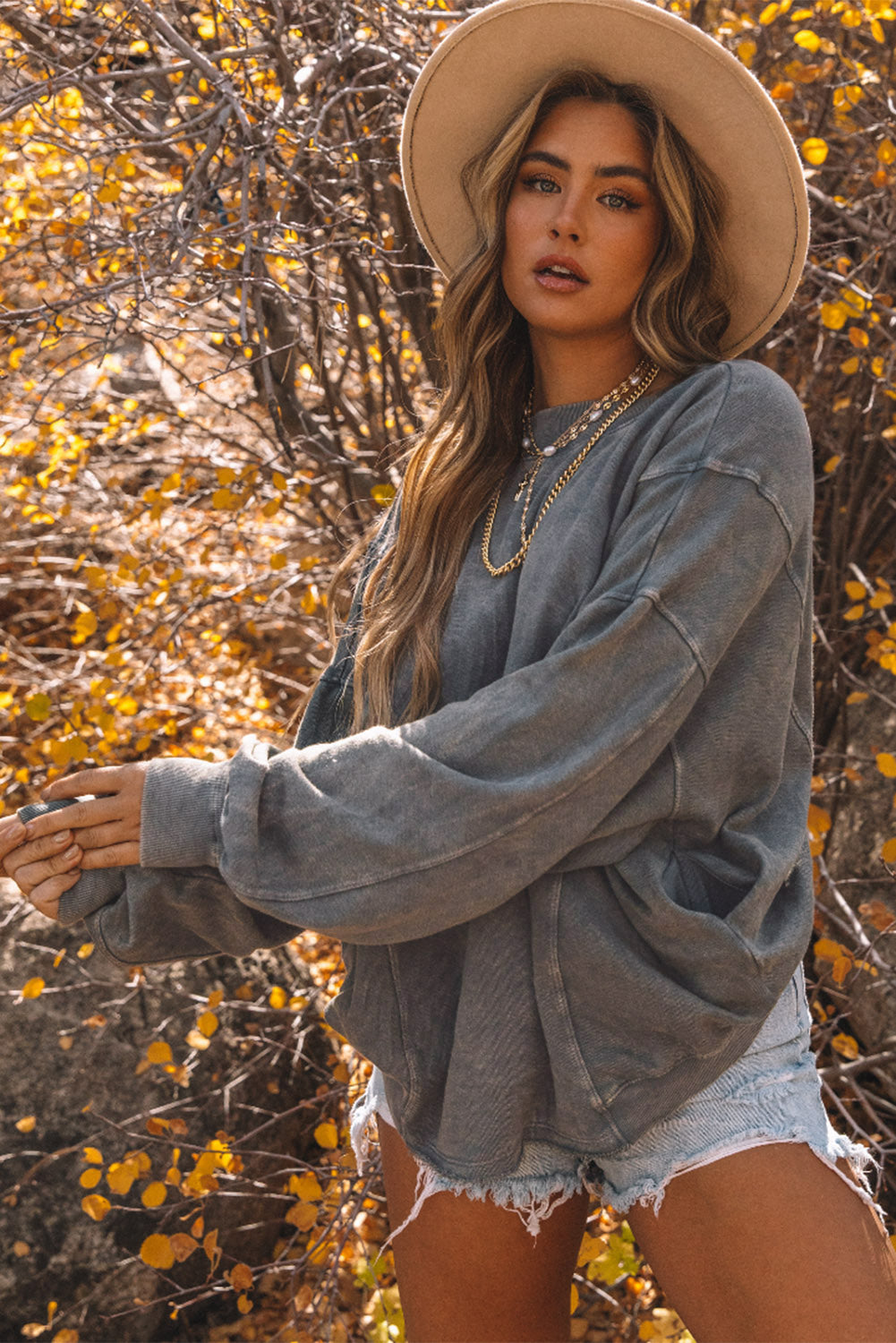 Gray Twist Butterfly Oversized Sweatshirt-True and Wild