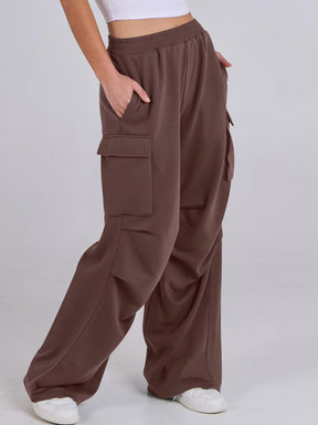 Elastic Waist Wide Leg Pants with Pockets-True and Wild