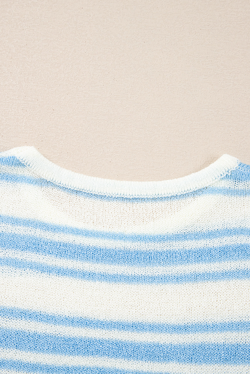 Sky Blue Stripe Boxy Fit Wide Sleeve Knit T Shirt